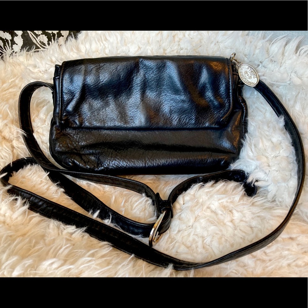 MADE IN USA || vintage 90s black leather bag